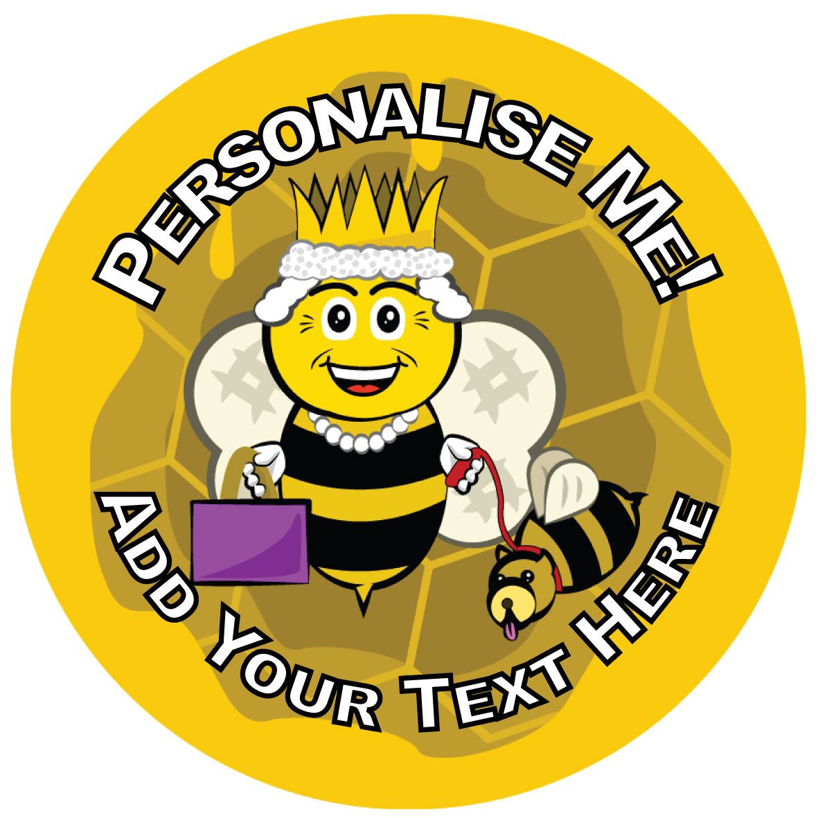 144 Personalised Royal Bee 30mm Reward Stickers for School Teachers, Parents and Nursery