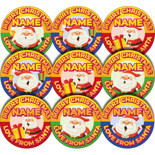 144 Personalised Love From Santa Name 30mm Christmas Stickers