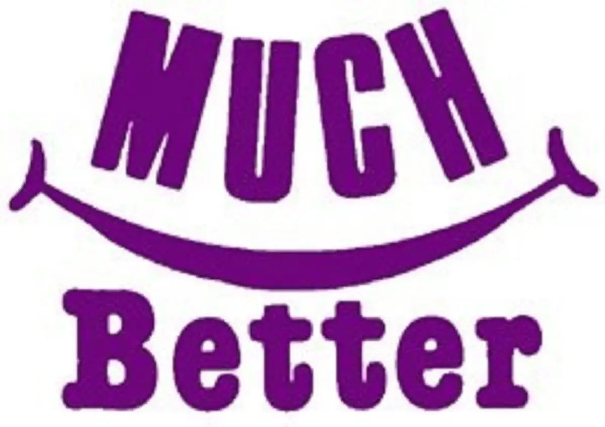 Purple 'Much Better' reward sticker with smile design for classroom motivation