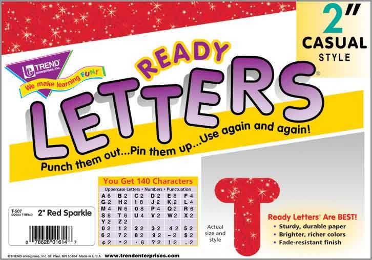 Display Board Ready Letters - Sparkle Red 2" Casual