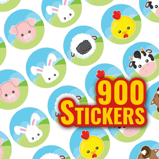 900 Mini Farm Animals Dot 10mm Spot Reward Stickers for Teachers and Planner Charts
