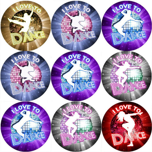 144 I Love to Dance 30mm Reward Stickers for Teachers, Parents and Party Bags