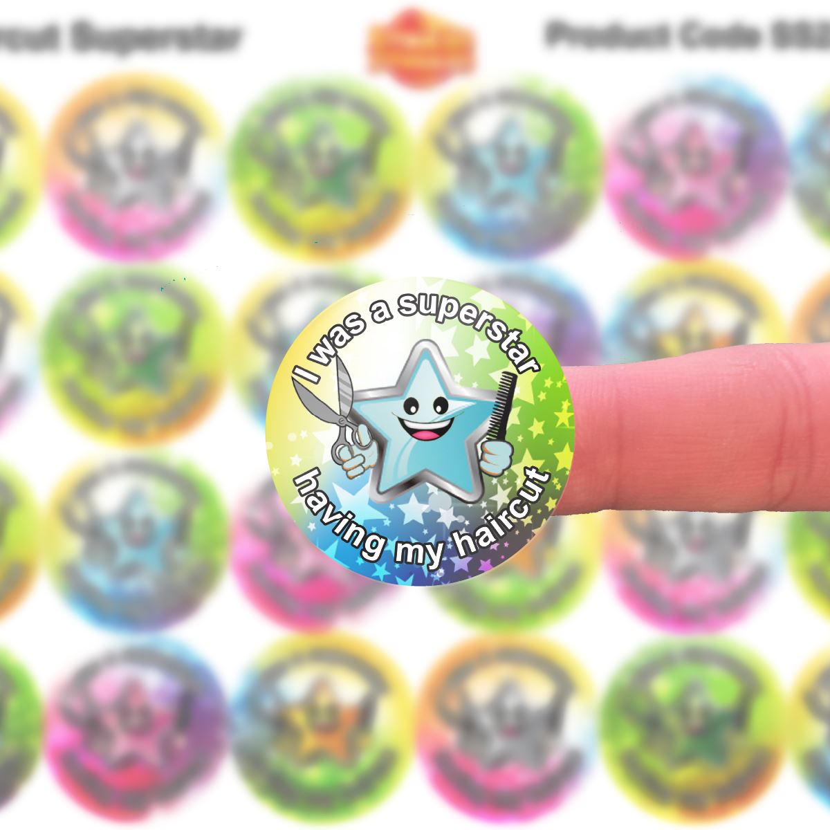 144 Haircut Superstar 30mm Reward Stickers for Hairdressers and Barbers
