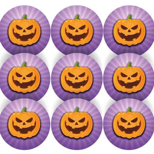 144 Purple Halloween Pumpkins 30mm Round Children's Reward Stickers for Teachers, Parents and Party Bags