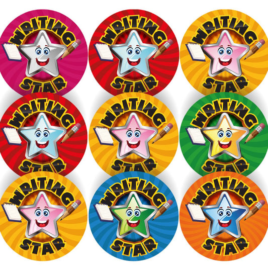 144 Writing Star - 30mm - Glossy Reward Stickers for Teachers & Parents