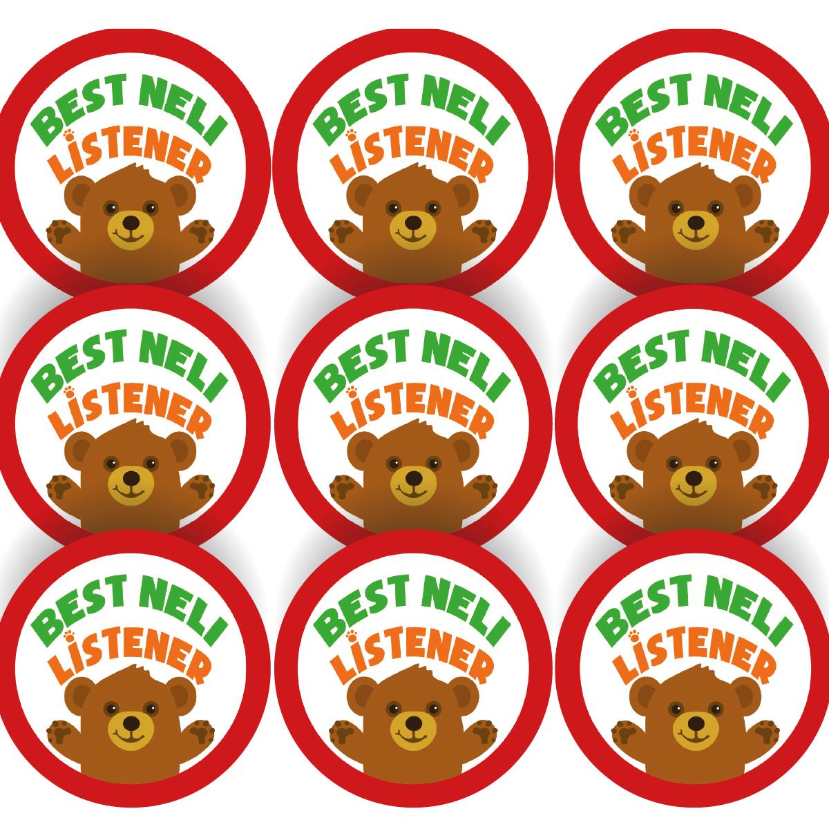 144 Best NELI Listener - 30mm - Glossy Reward Literacy Stickers for Teachers & Parents