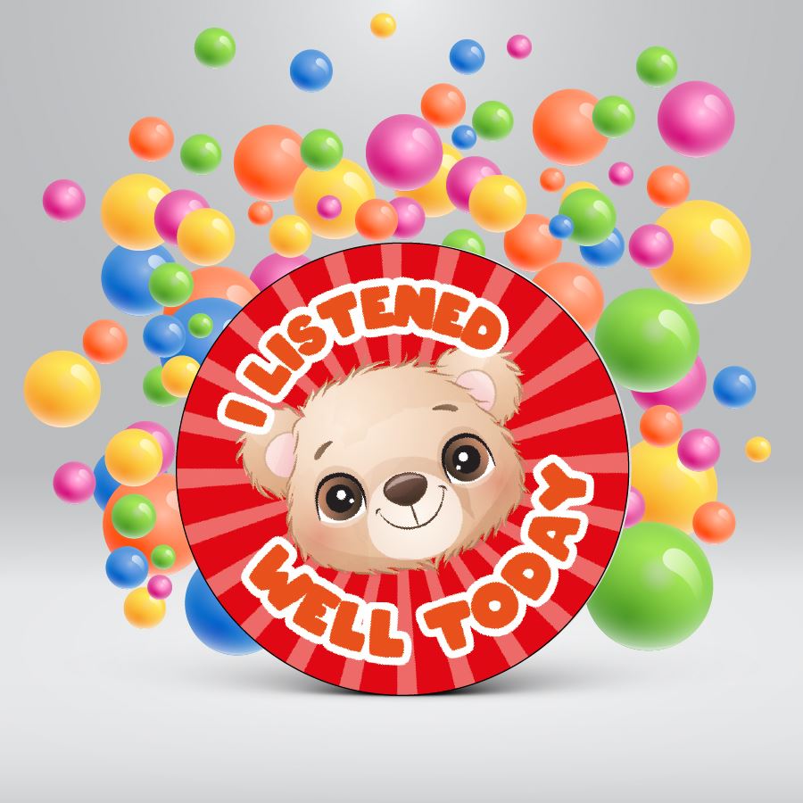 144 Lovely Listener - 30mm - Glossy Reward Stickers for Teachers & Parents