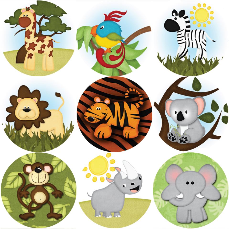 144 Wild Safari Animals 30mm Children's Reward Stickers for Teachers or Parents