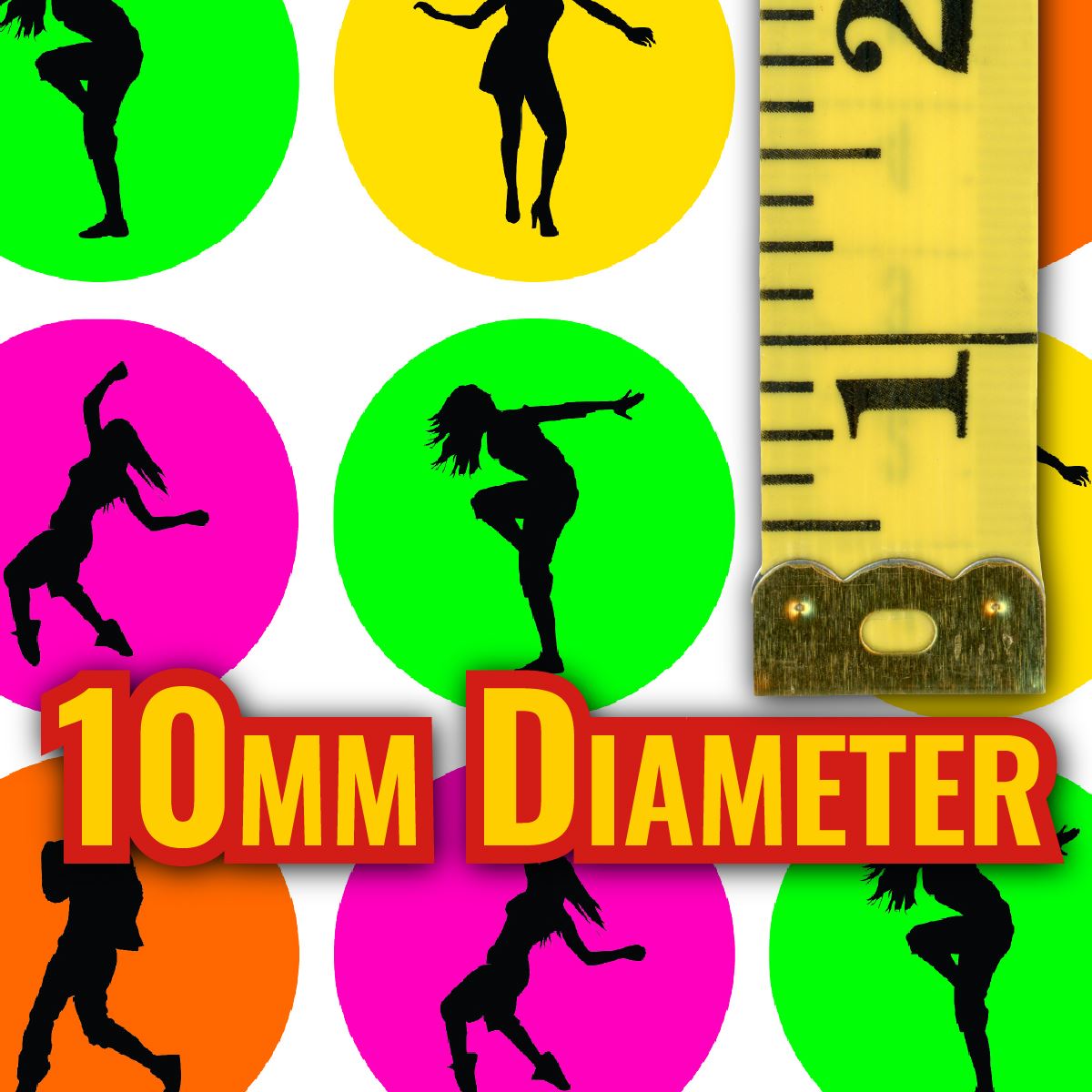 900 Colourful Mini Dance 10mm Glossy Teacher Reward Stickers Spot Stickers Journal Stickers