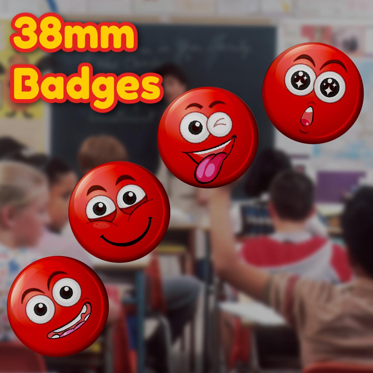 Red Clown Nose Reward Button Badges (Pack of 20 Pin Badges - 38mm)