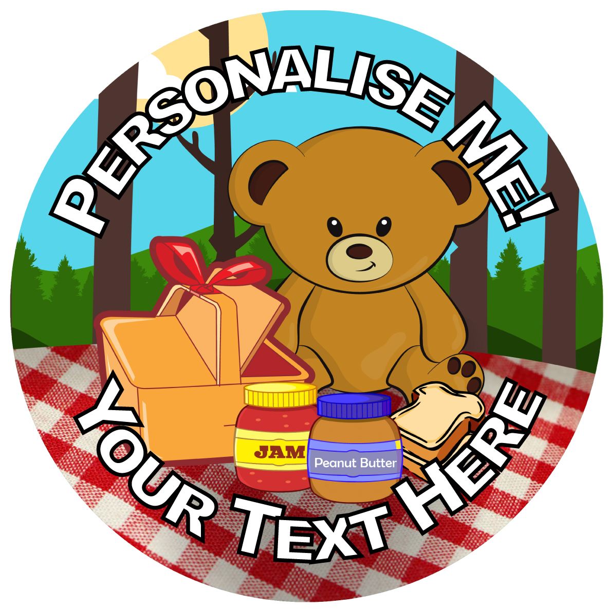 144 Personalised Teddy Bears' Picnic 30mm Reward Stickers for School Teachers, Parents and Nursery
