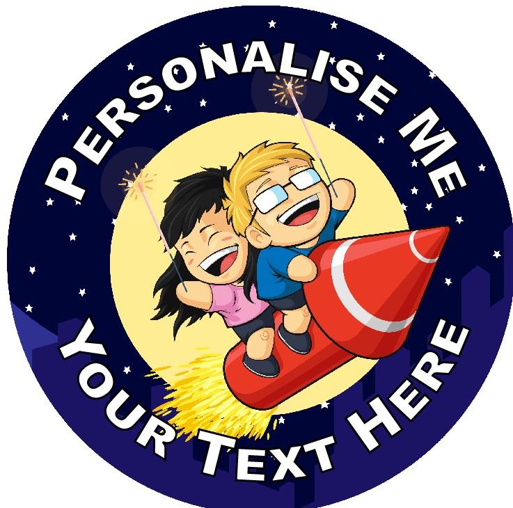 144 Personalised Firework Rocket 30mm Reward Stickers for School Teachers, Parents and Nursery