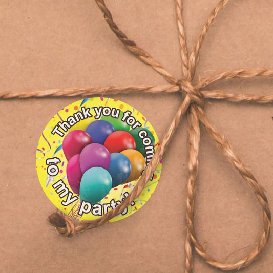 144 Thank You For Coming To My Party 30mm Children's Birthday Thankyou Stickers