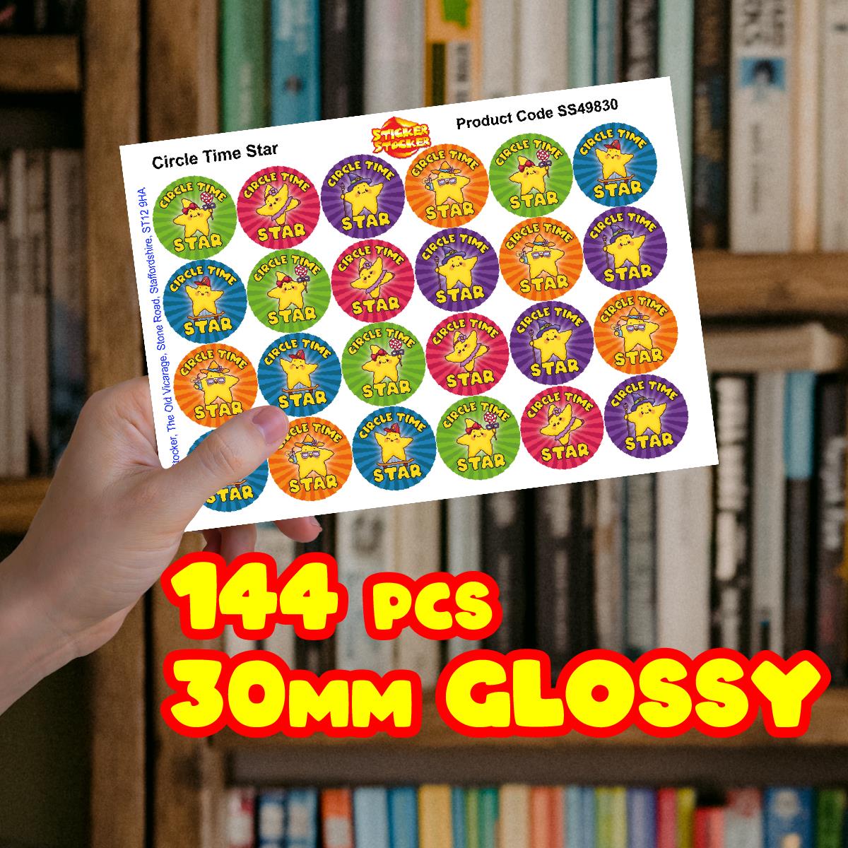 144 Circle Time Star 30mm Reward Stickers for School Teachers, Parents and Nursery