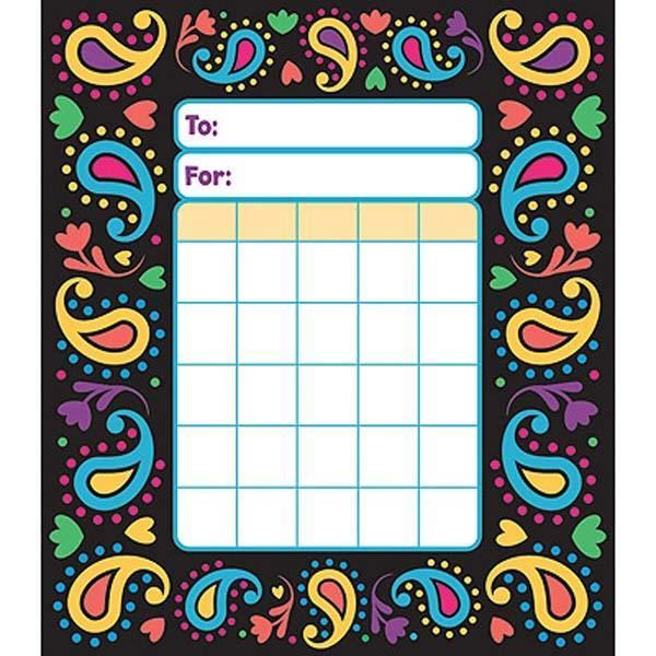 Perfectly Paisley Incentive Chart Pad & 150 Free Reward Stickers