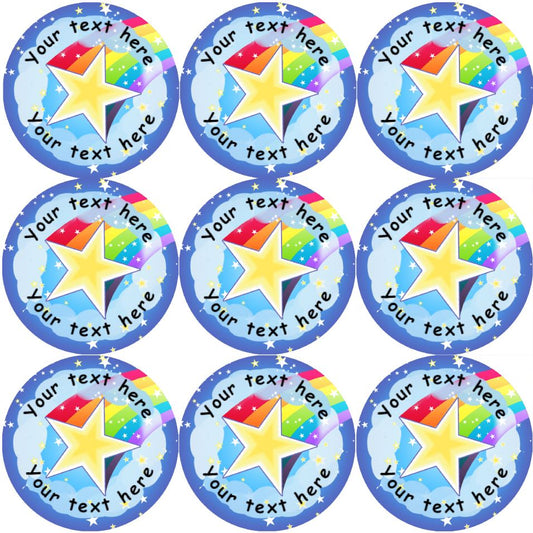 144 Personalised Shooting Star 30mm Reward Stickers for School Teachers, Parents and Nursery