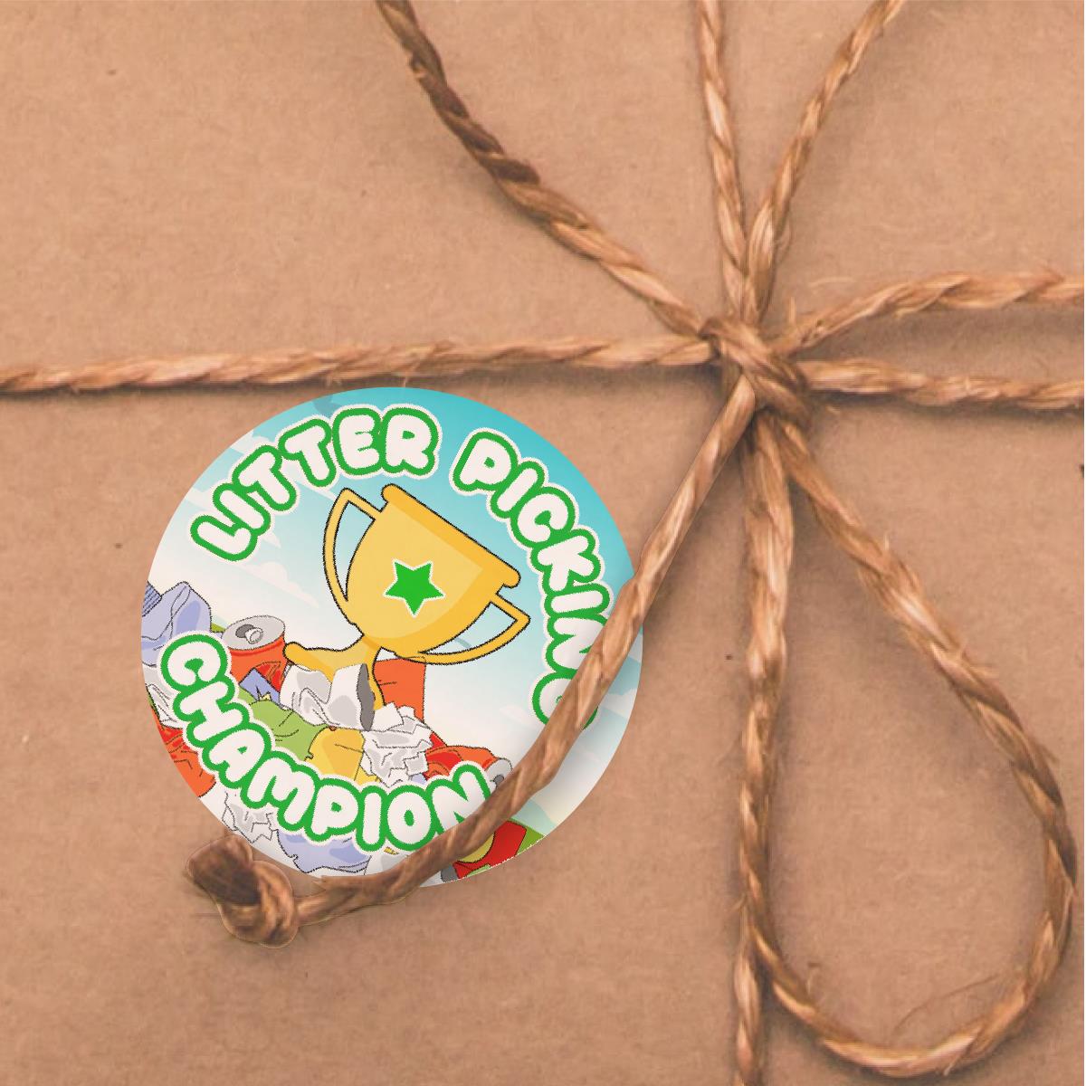 144 Litter Picking Champion 30mm Reward Stickers for School Teachers, Parents and Nursery