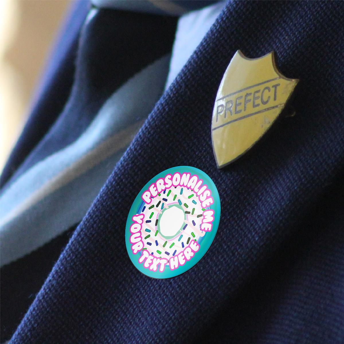 120 Bubblegum Scented Donut Personalised Stickers - Personalised 30 mm Scented Stickers - For Teachers Nursery Parents