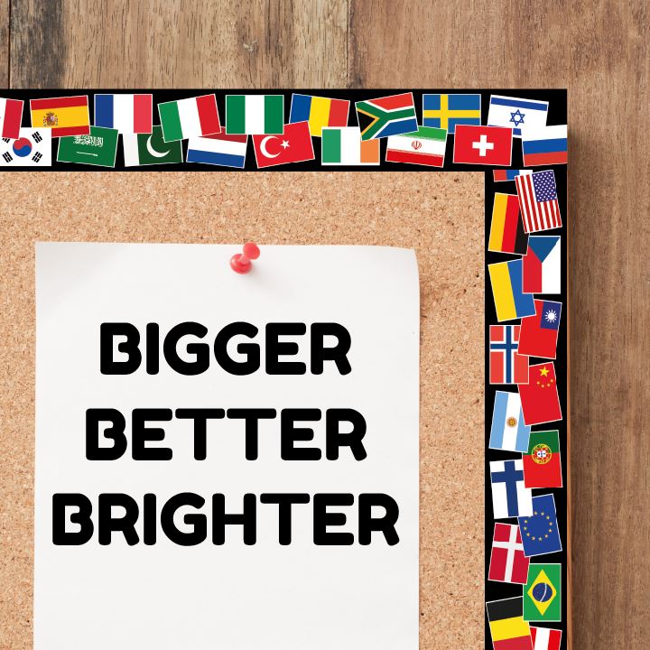 Flags of the World Classroom Trimmers 14.25m long Notice Board Display Borders