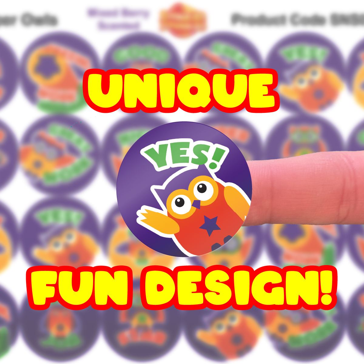 120 Mixed Berry Super Owls 30mm Scented Reward Stickers for Teachers, Parents and Party Bags