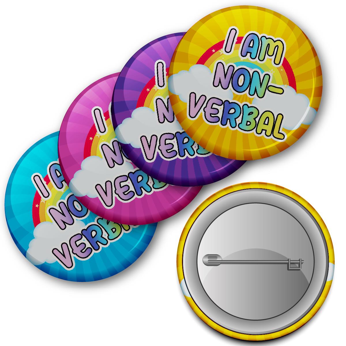 20 x I Am Non-Verbal Button Badges (Pack of 20 Pin Badges - 38mm)