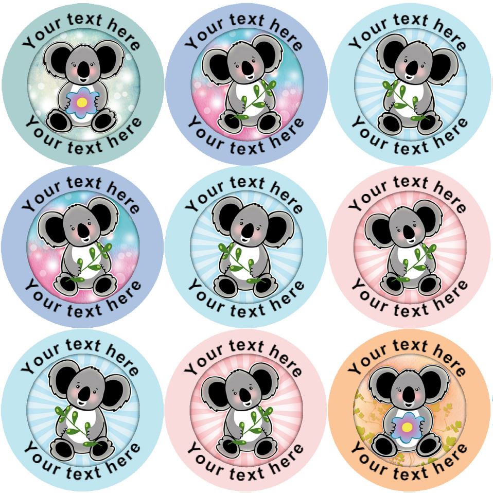 144 Personalised Koala Bears 30mm Reward Stickers for School Teachers, Parents and Nursery