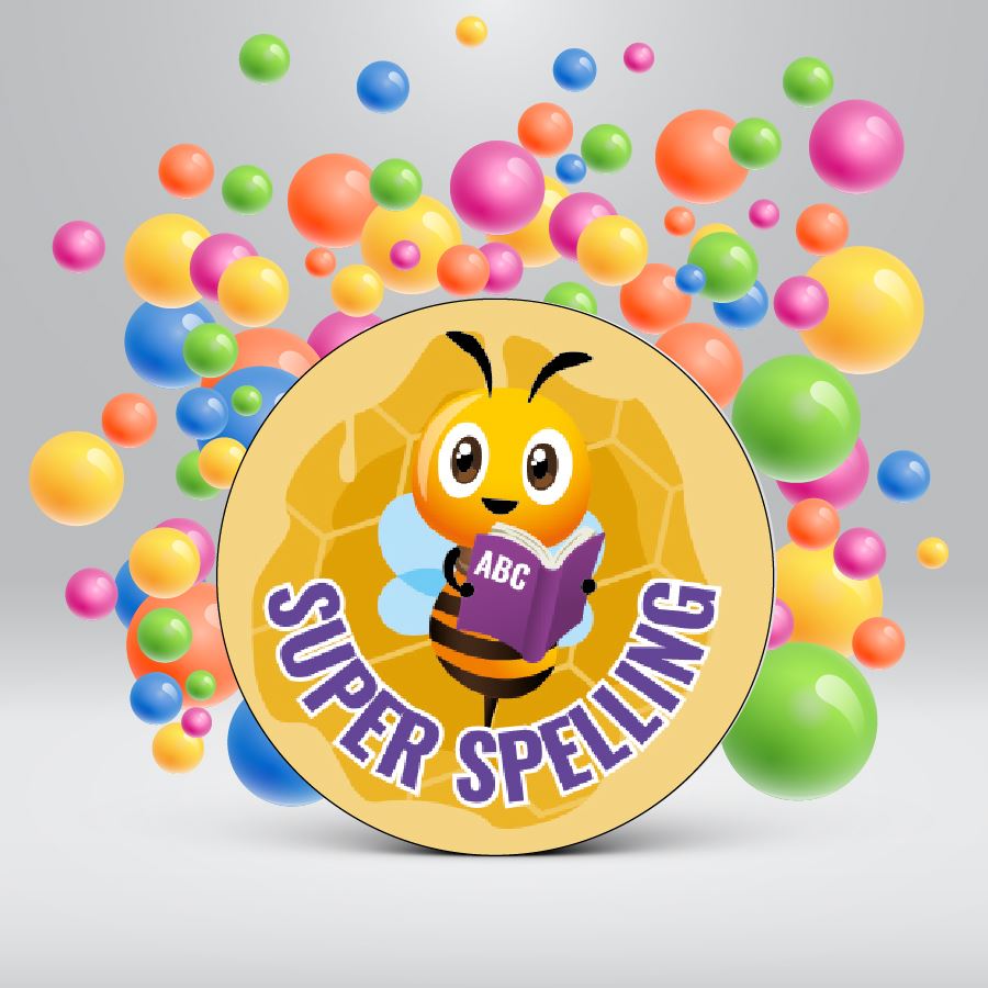 144 Super Spelling Bee - 30mm - Glossy Reward Stickers for Teachers & Parents