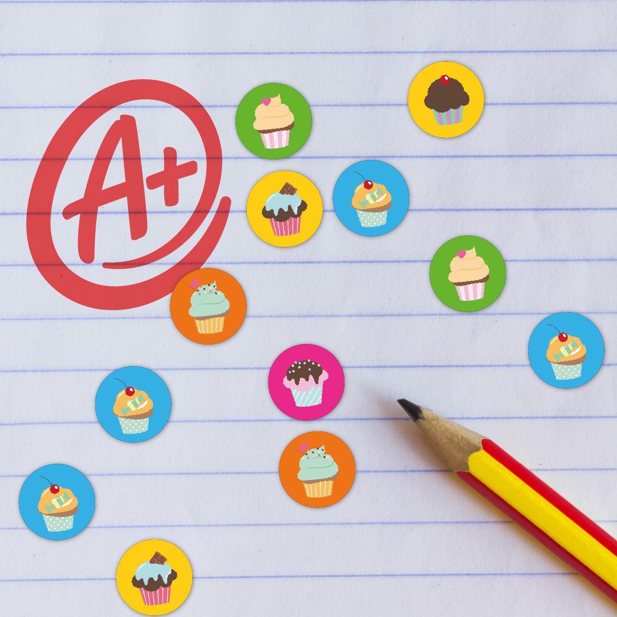 900 Colourful Mini Cupcake Dots 10mm Glossy Teacher Reward Stickers Spot Stickers Journal Stickers