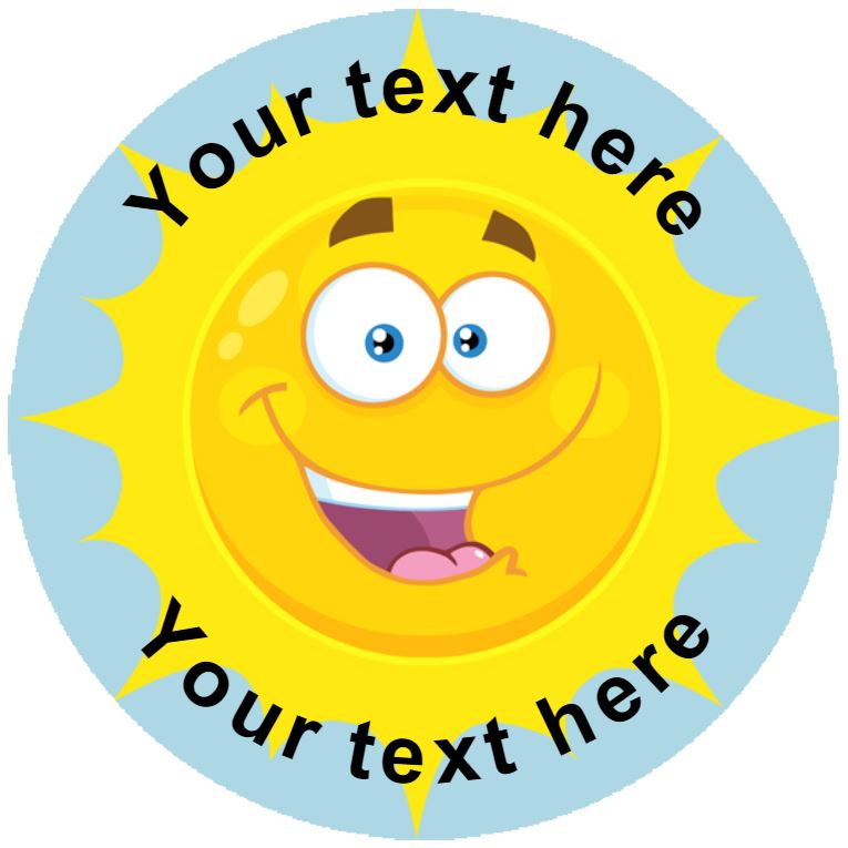 144 Happy Sun Personalised 30mm Reward Stickers for School Teachers, Parents and Nursery