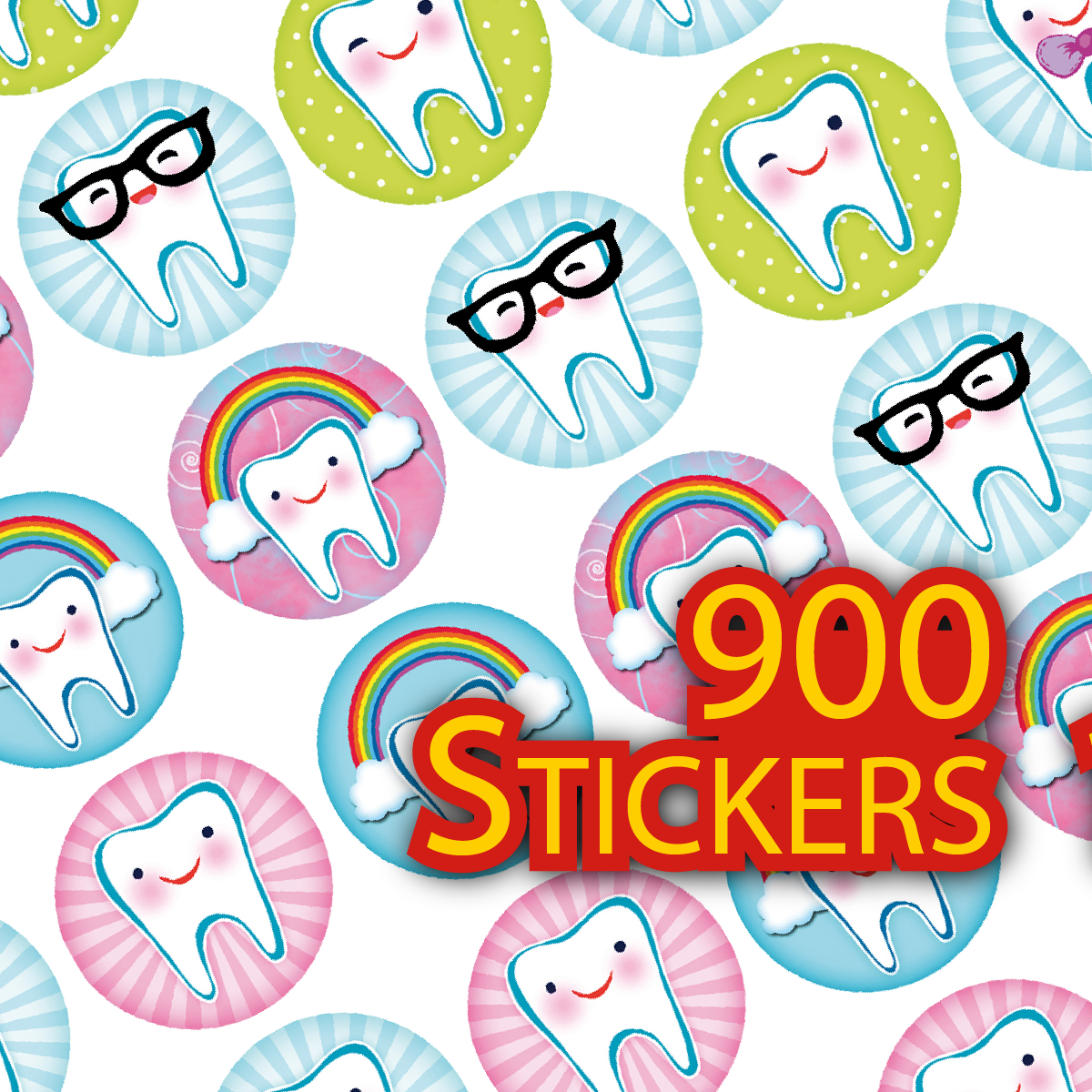 900 Mini Teeth Planner Dots 10mm Spot Stickers for Teachers Planners Parents Dentists