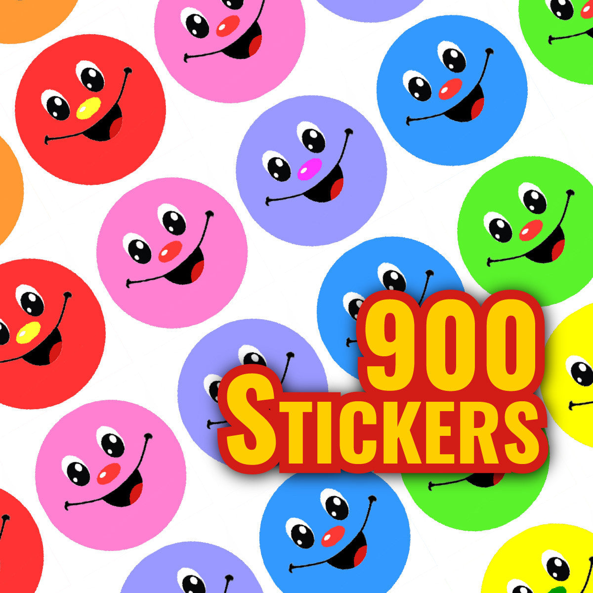 Sticker Stocker 900 Colourful Smiles Mini Dot 10mm Spot Reward Stickers for Teachers and Planner Charts