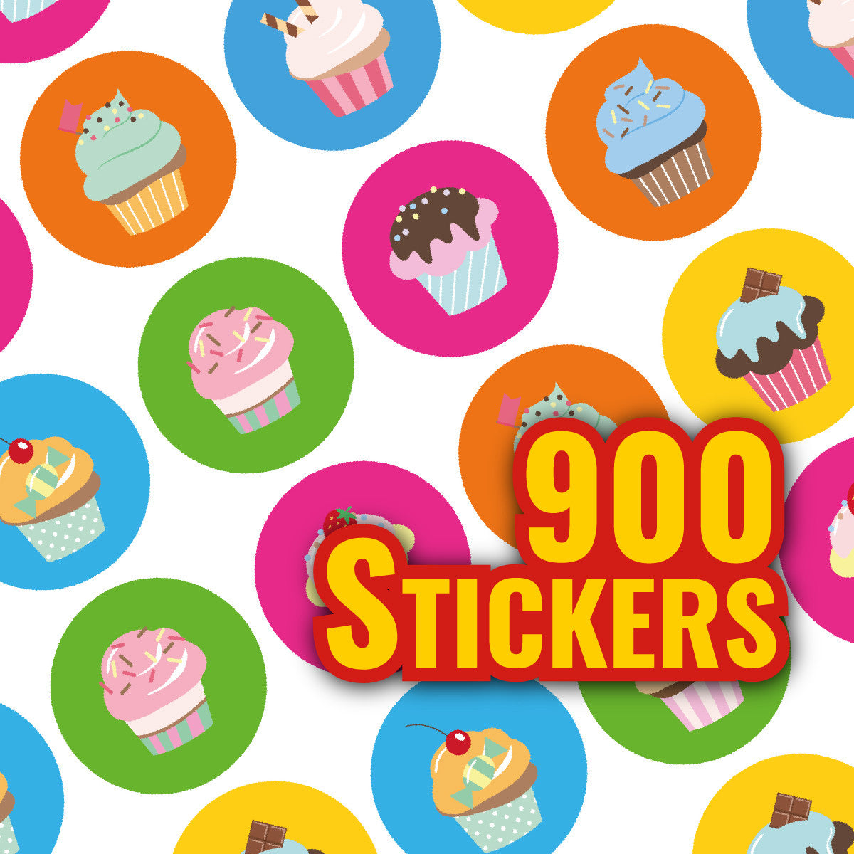 Sticker Stocker - 900 Colourful Mini Cupcake Dots 10mm Glossy Teacher Reward Stickers Spot Stickers Journal Stickers