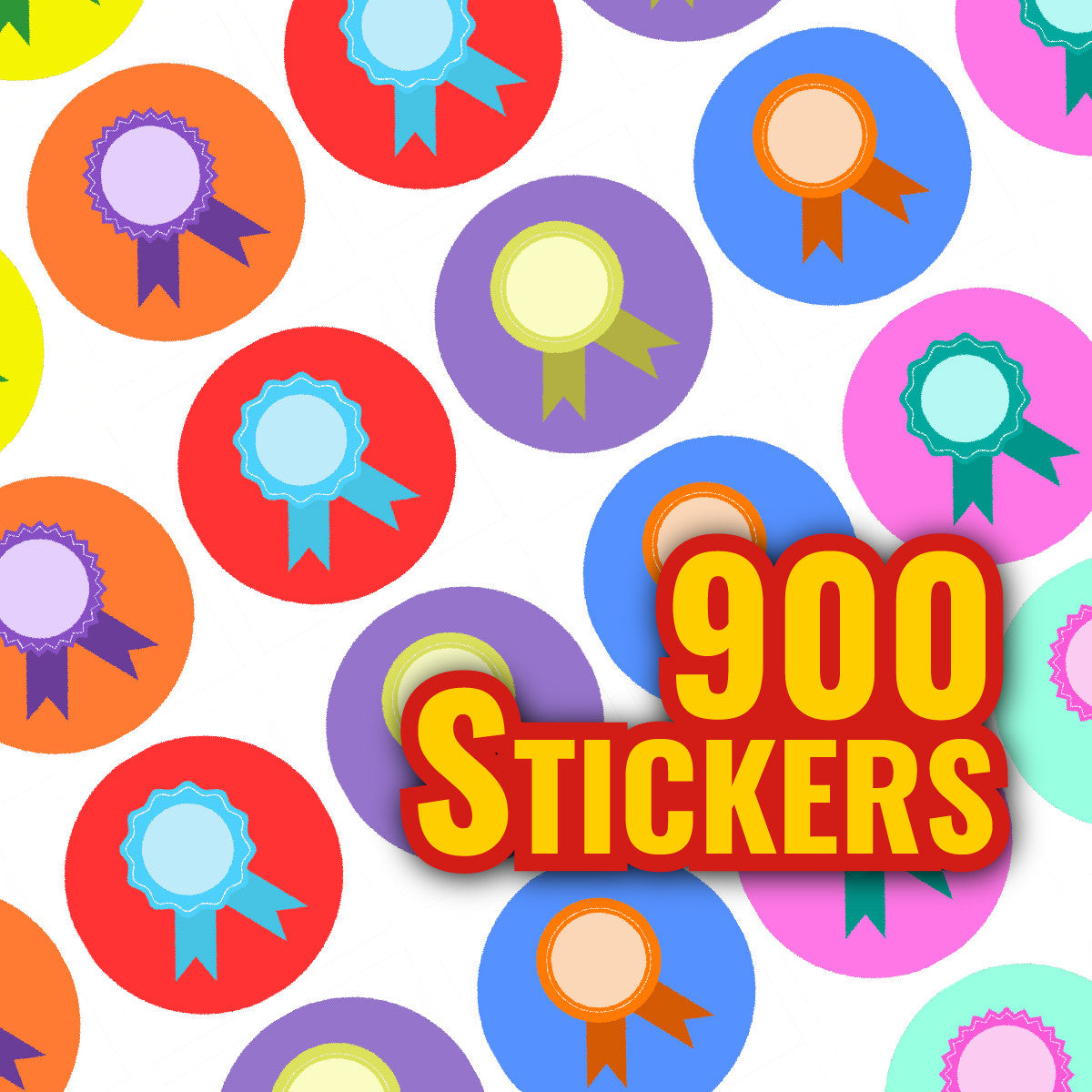 Sticker Stocker - 900 Mini Colourful Rosette Award Dots 10mm Spot Reward Stickers for Teachers and Planner Charts
