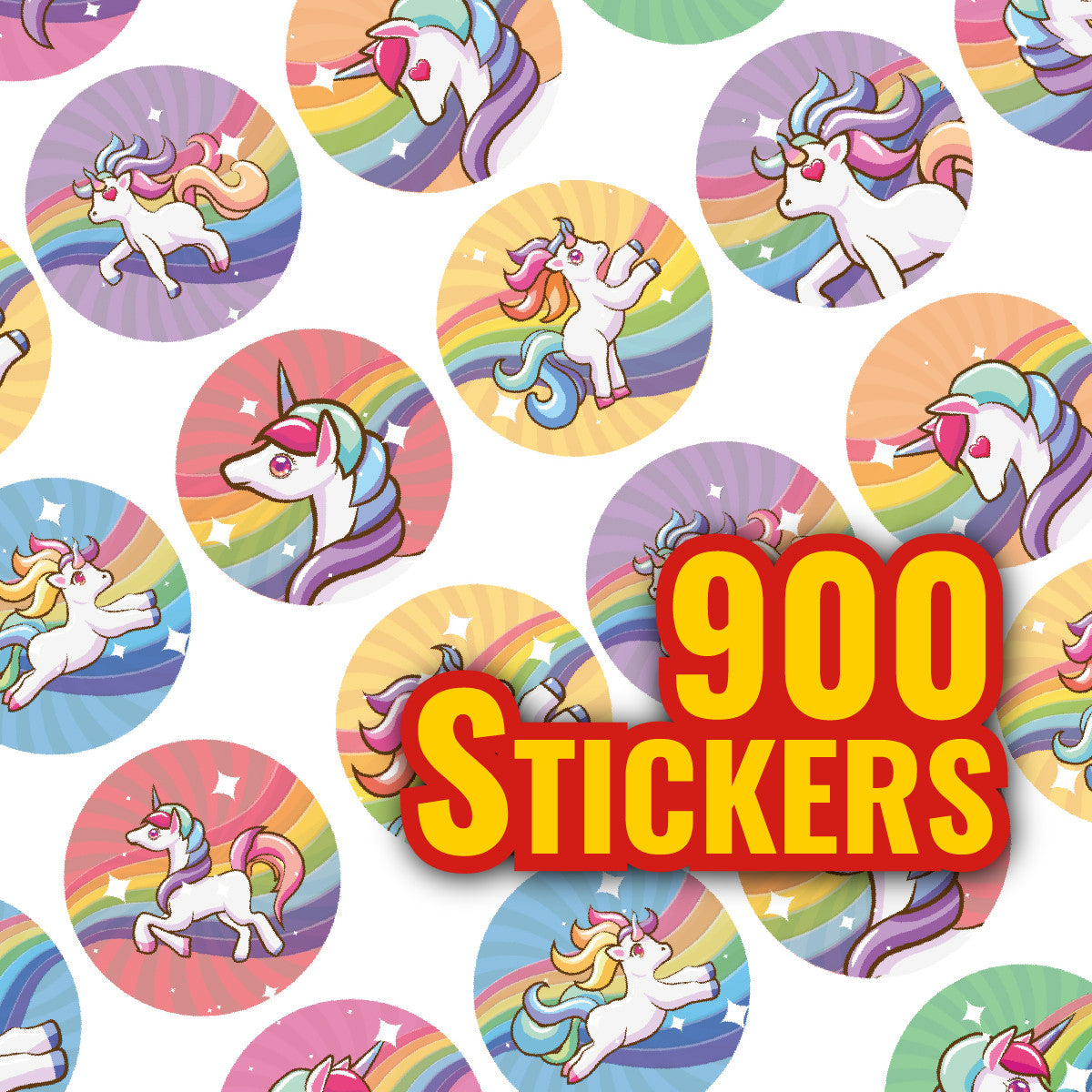 Sticker Stocker -900 Colourful Mini Rainbow Unicorns Dots 10mm Glossy Teacher Reward Stickers Spot Stickers Journal Stickers