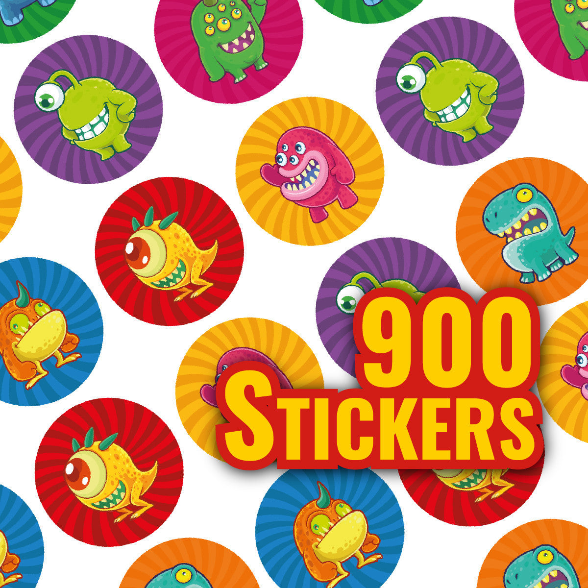 Sticker Stocker -900 Colourful Mini Monsters Dots 10mm Glossy Teacher Reward Stickers Spot Stickers Journal Stickers