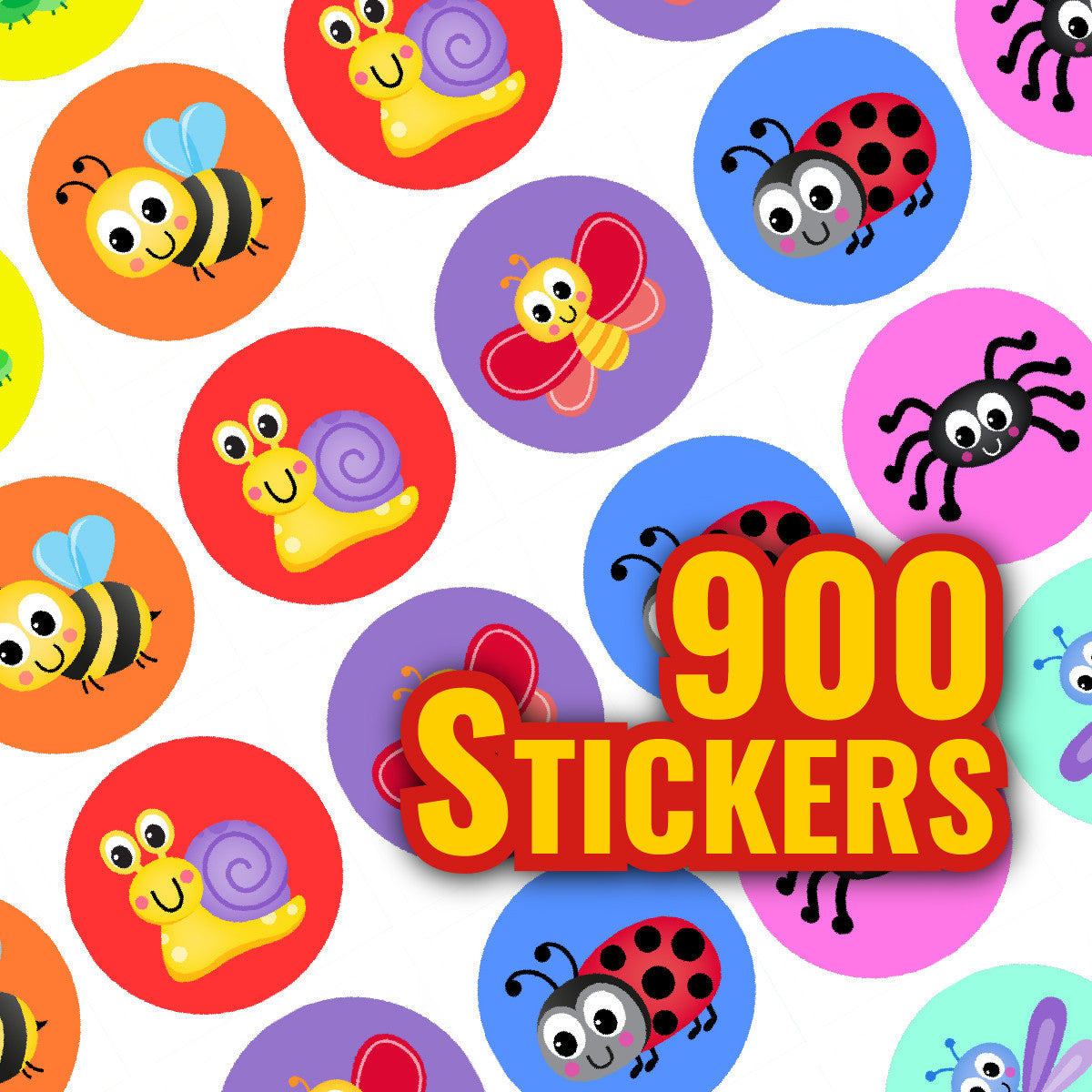 Sticker Stocker 900 Colourful Mini Bugs 10mm Spot Reward Stickers for Teachers and Planner Charts