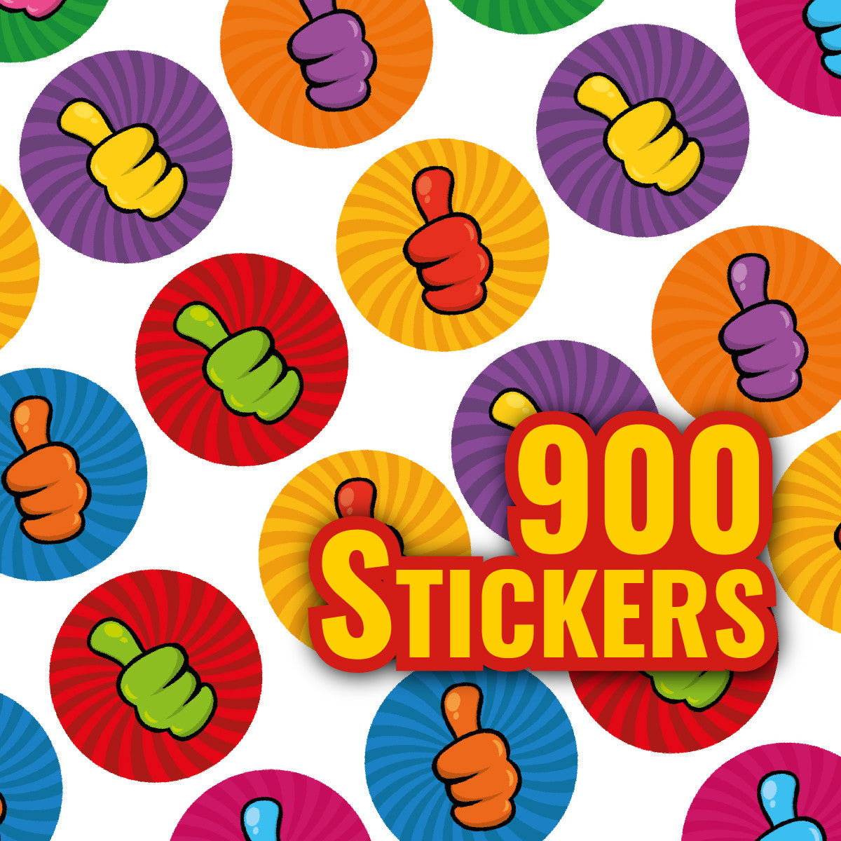 Sticker Stocker - 900 Colourful Mini Thumbs Up Dots 10mm Glossy Teacher Reward Stickers Spot Stickers Journal Stickers
