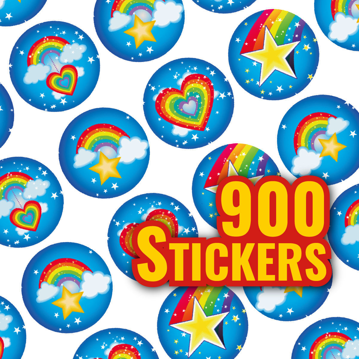 Sticker Stocker - 900 Mini Rainbow Star Award Dot 10mm Spot Reward Stickers for Teachers and Planner Charts
