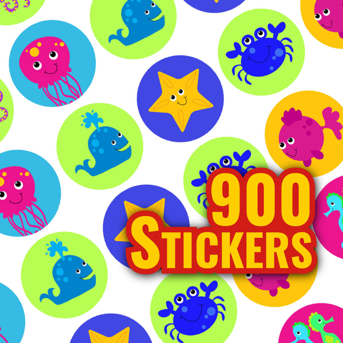 Sticker Stocker - 900 Mini Sea Life 10mm Spot Reward Stickers for Teachers and Planner Charts