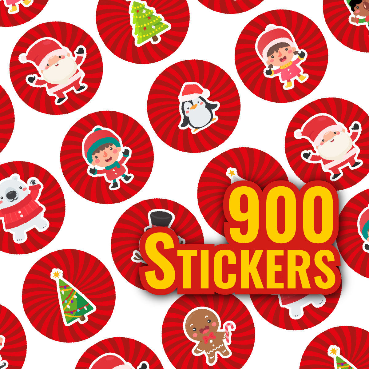 Sticker Stocker - 900 Mini Christmas Friends 10mm Spot Stickers for Teachers and Planners