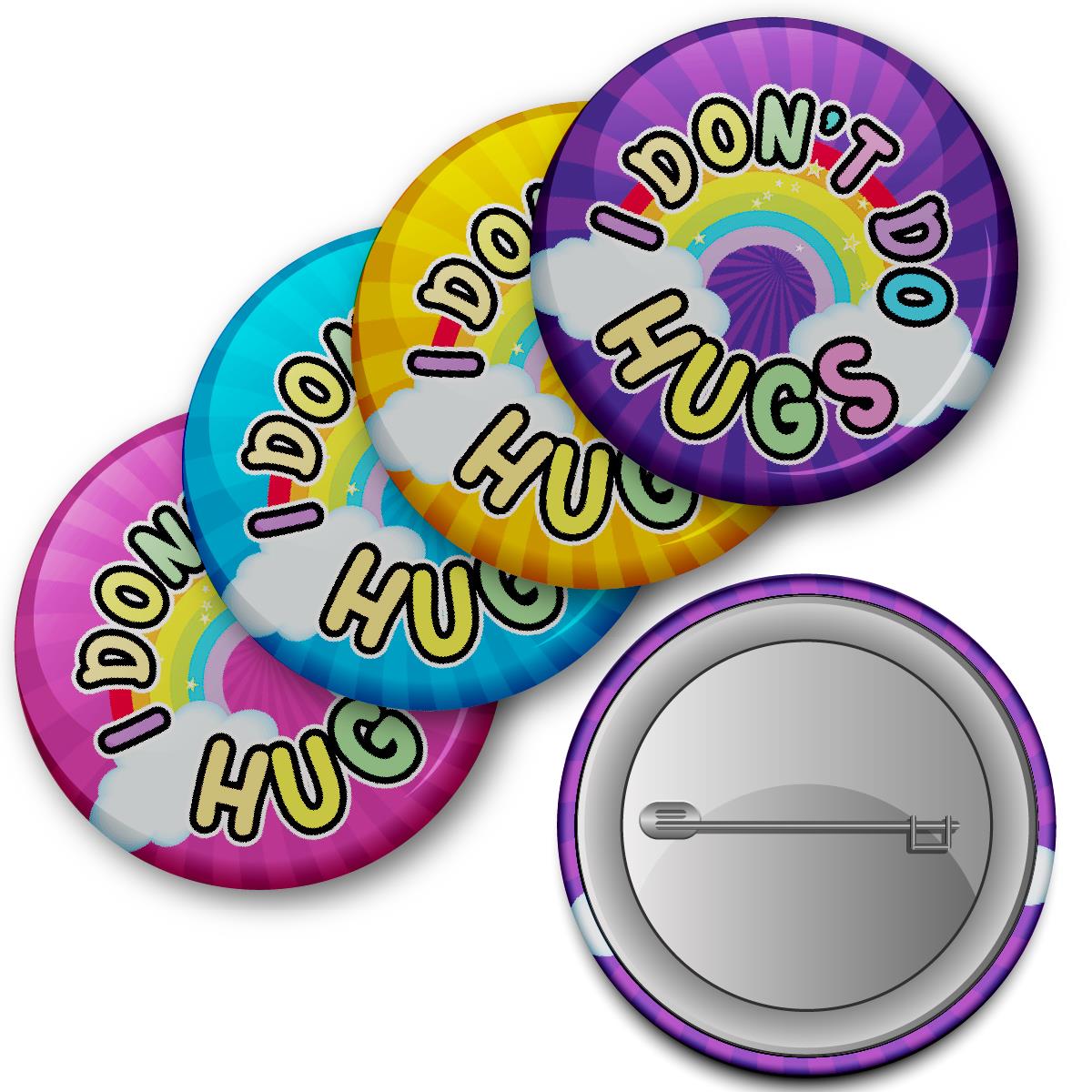 20 x I Don't Do Hugs Button Badges (Pack of 20 Pin Badges - 38mm)