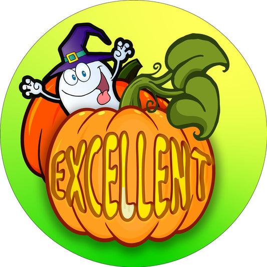 144 Halloween Pumpkins Praise  Words 30mm Round Children's Reward Stickers for Teachers, Parents and Party Bags