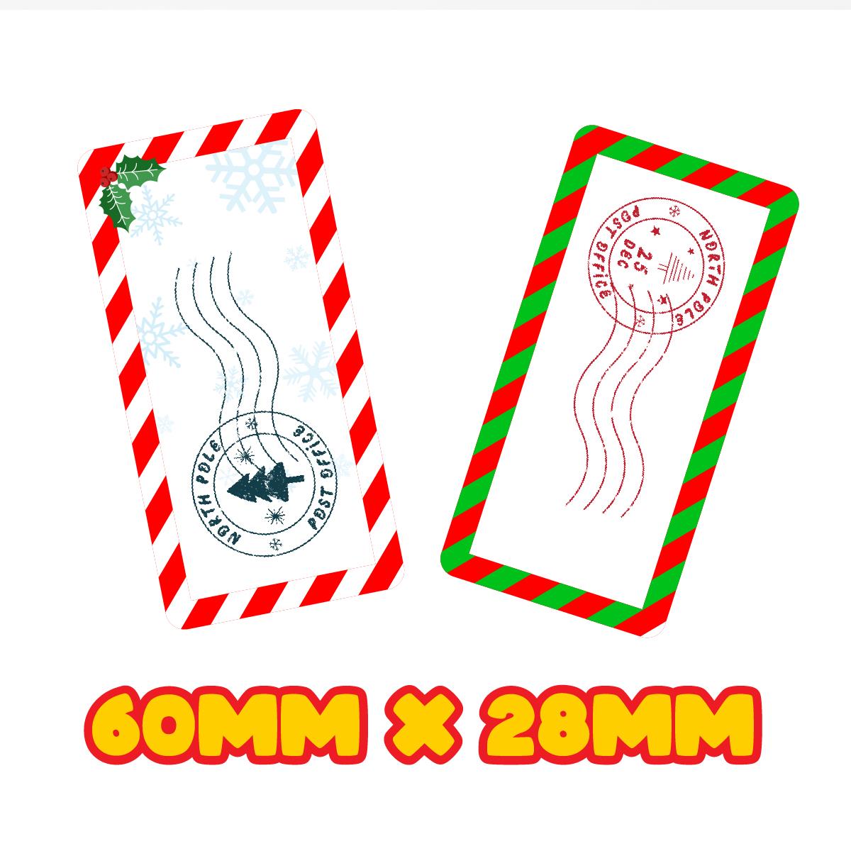 72 North Pole Santa Stamp Labels, Christmas Stamp 60mm x 28mm