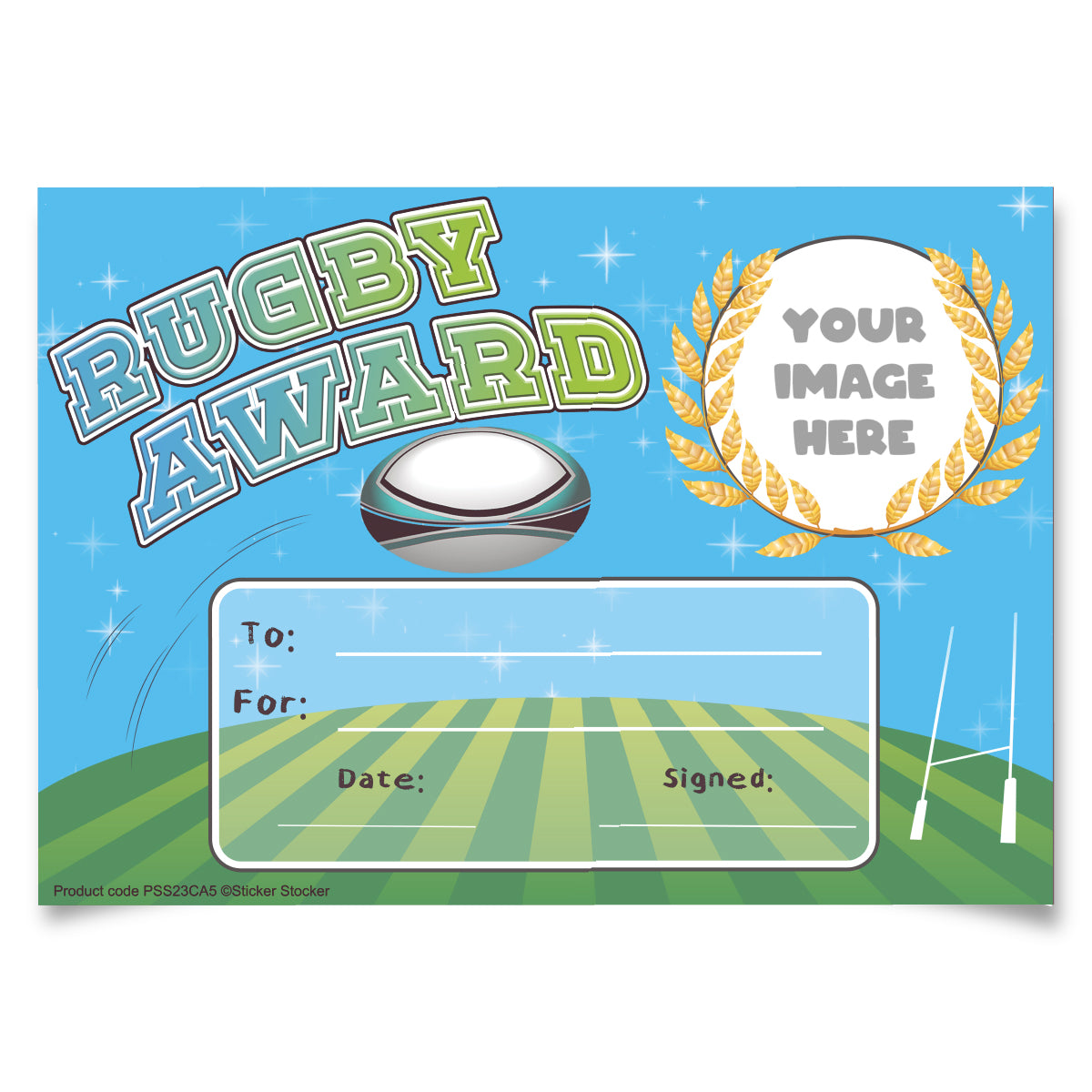Personalised Rugby Award certificates for school teachers, 250gsm A5 silk finish Photo Paper