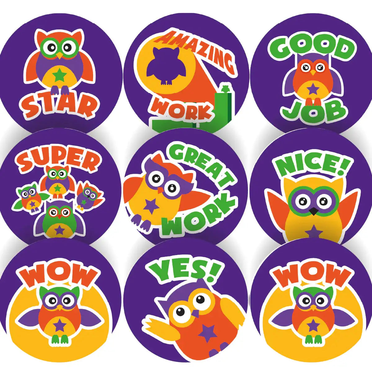 24 Berry Scented Superhero Owl Stickers