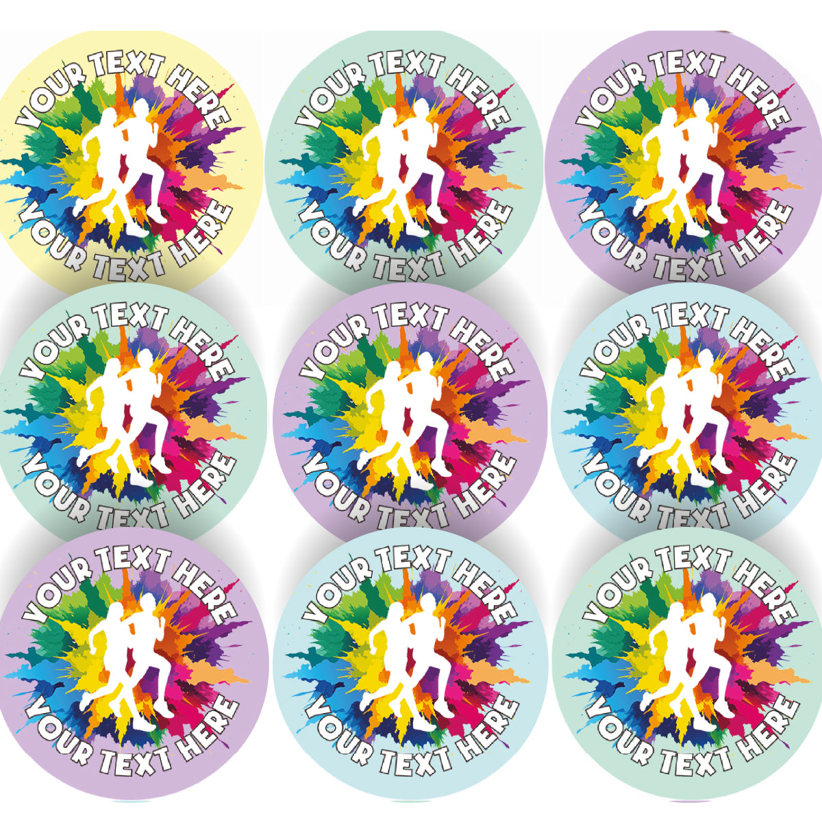 144 Personalised Colour Run 30mm Reward Stickers for School Teachers, Parents