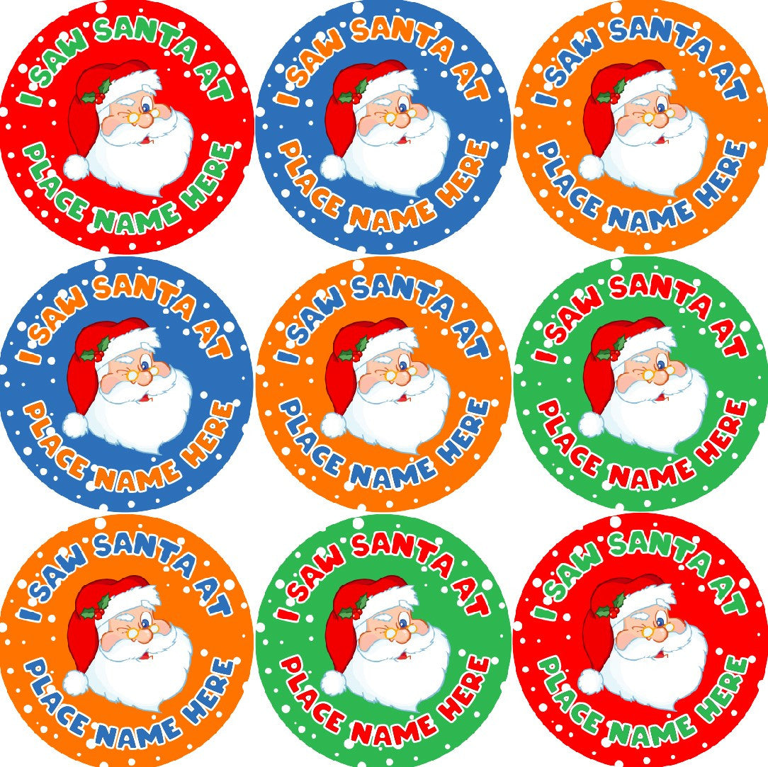 Sticker Stocker - 144 Personalised I Saw Santa At 30mm Reward Stickers for School Teachers, Parents and Nursery