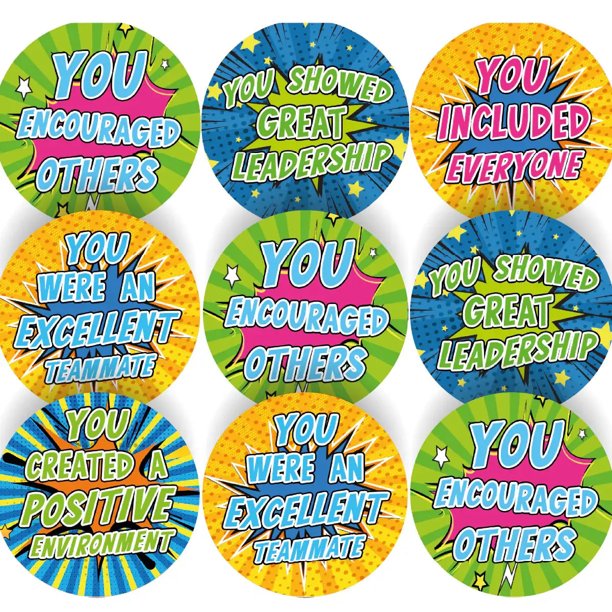144 Teamwork Praise Words - 30mm - Glossy Reward Stickers for Teachers & Parents
