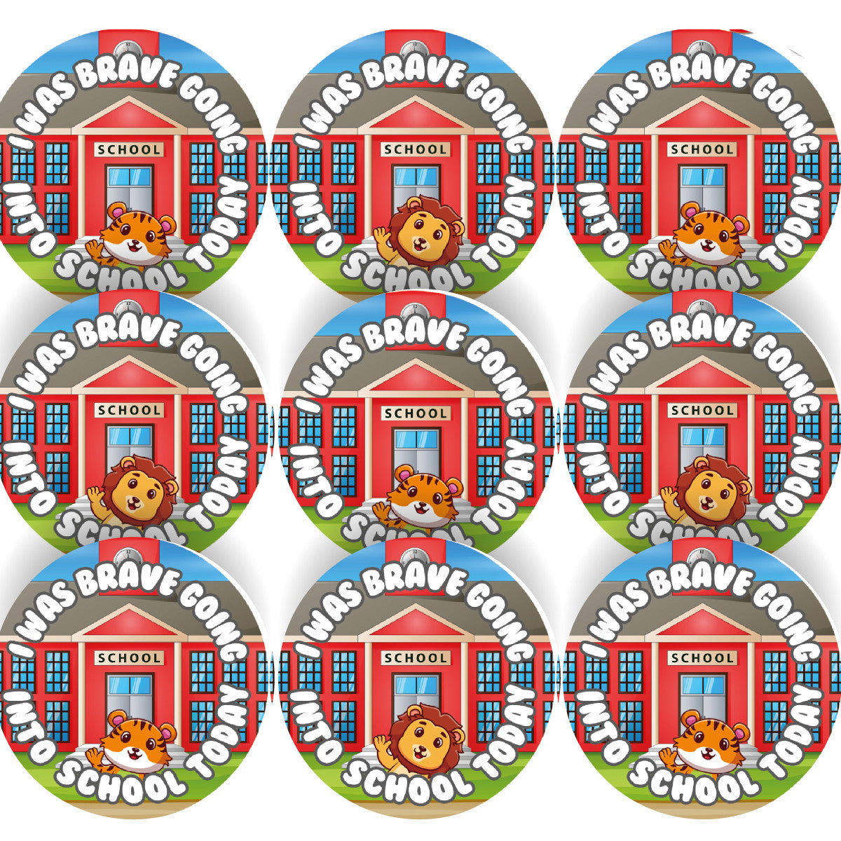 144 I Was Brave Going Into School Today 30 mm Reward Stickers for Teachers and Parents
