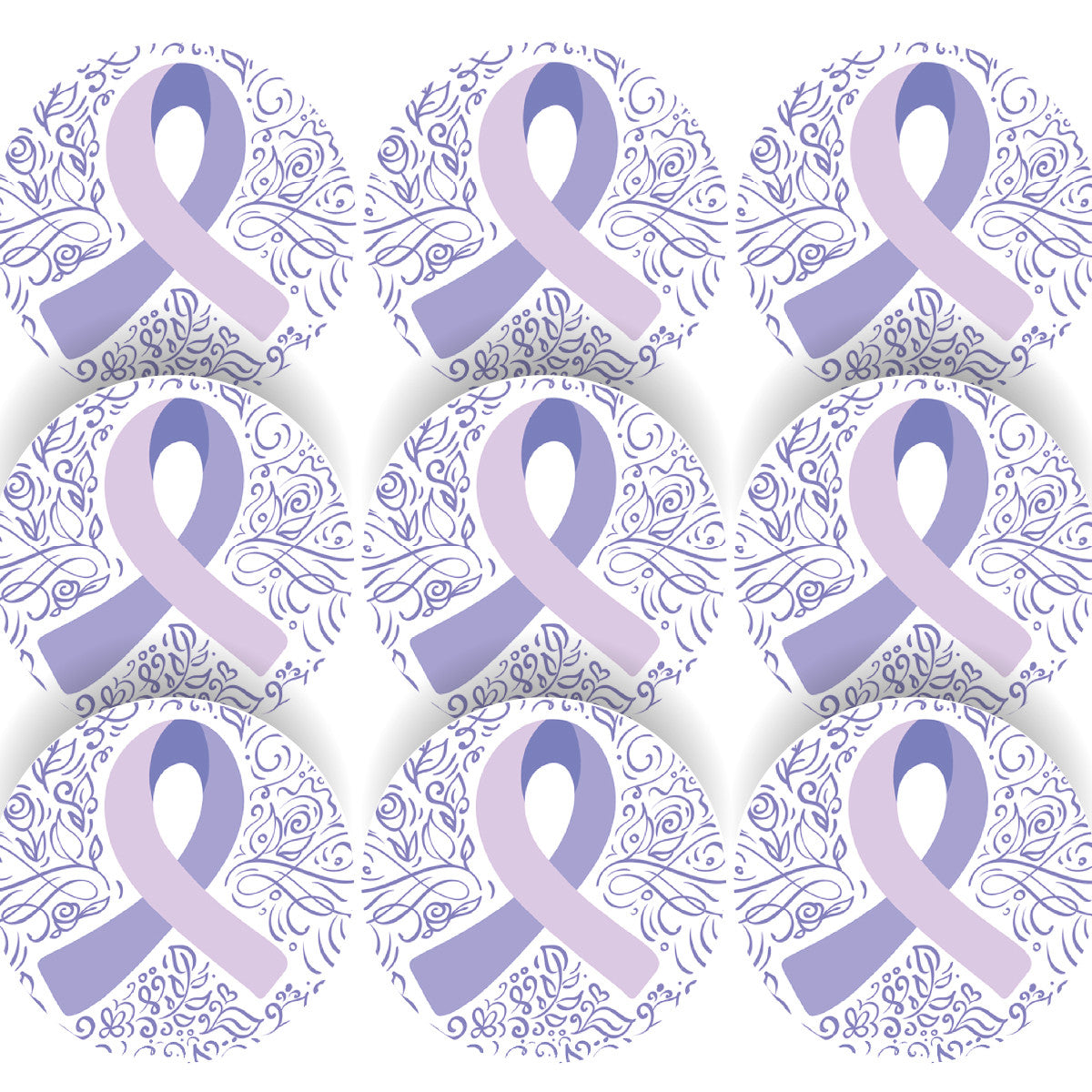 144 Purple Cancer Awareness 30mm Stickers for Support, Awareness, Charity